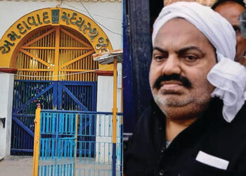 માફિયા અતીક સાબરમતી જેલમાં પરત  લાવી રહ્યો છે  પોલીસ કાફલો