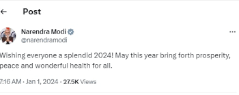 2024 તમામ માટે શાંતિ-સમૃદ્ધિ લાવે…’ વડાપ્રધાન મોદીએ નવા વર્ષની શુભેચ્છા પાઠવી