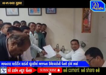 ભાવનગર માર્કેટીંગ યાર્ડની ચૂંટણીમાં ભાજપની પેનલના ઉમેદવારોએ ફોર્મ ભર્યા