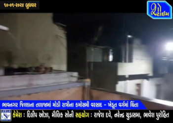 ભાવનગર જિલ્લાના તળાજામાં મોડી રાત્રીના કમૌસમી વરસાદ