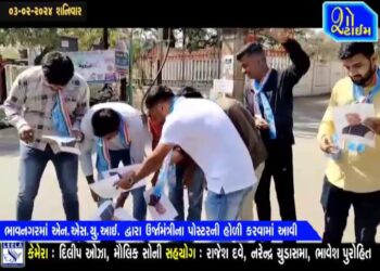 ભાવનગરમાં NSUI દ્વારા ઉર્જામંત્રીના પોસ્ટરની હોળી કરવામાં આવી