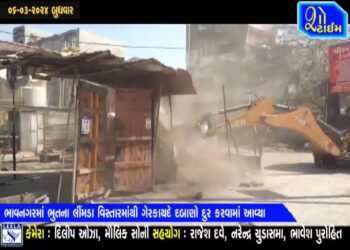 ભાવનગરમાં ભુતના લીંમડા વિસ્તારમાંથી દબાણો દુર કરવામાં આવ્યા